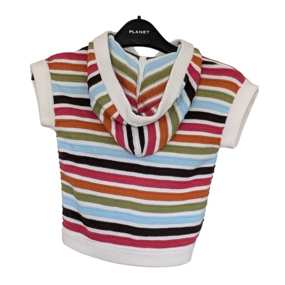 GYMBOREE Girl's Button-Up Short-Sleeve Sweater with Hoodie Age 5 - Picture 2 of 6